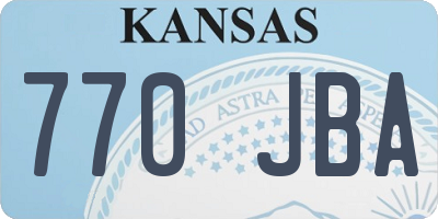 KS license plate 770JBA