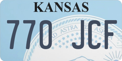 KS license plate 770JCF
