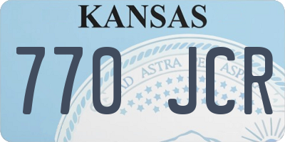 KS license plate 770JCR