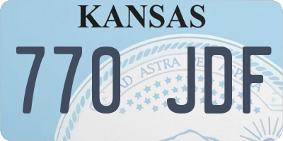 KS license plate 770JDF