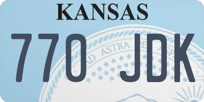 KS license plate 770JDK