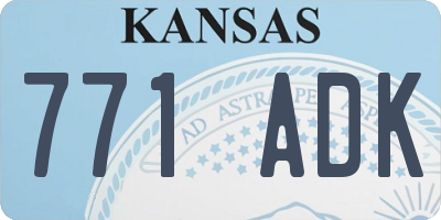 KS license plate 771ADK