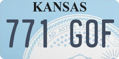 KS license plate 771GOF