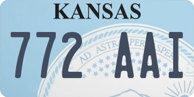 KS license plate 772AAI