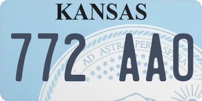 KS license plate 772AAO