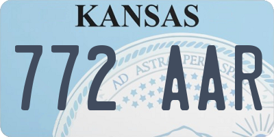 KS license plate 772AAR