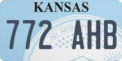 KS license plate 772AHB