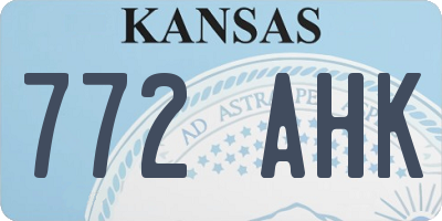 KS license plate 772AHK