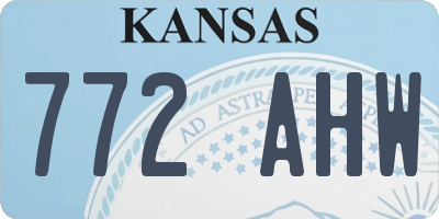 KS license plate 772AHW