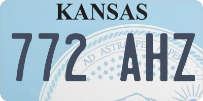 KS license plate 772AHZ