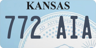 KS license plate 772AIA