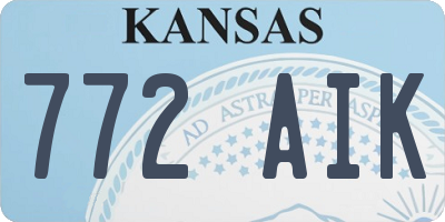 KS license plate 772AIK