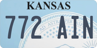 KS license plate 772AIN