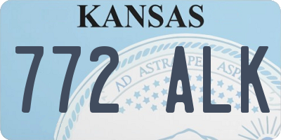 KS license plate 772ALK