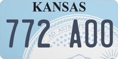 KS license plate 772AOO