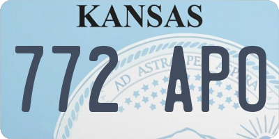 KS license plate 772APO