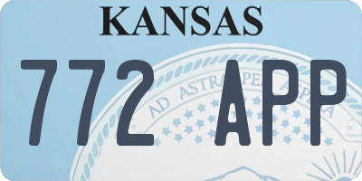 KS license plate 772APP