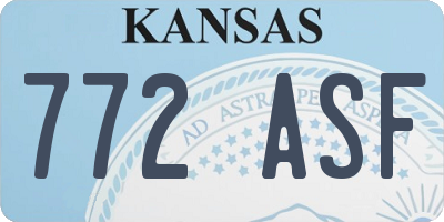 KS license plate 772ASF
