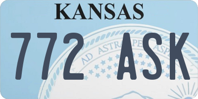 KS license plate 772ASK