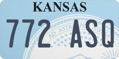KS license plate 772ASQ