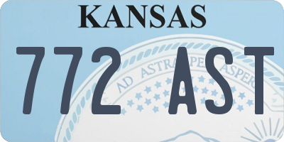 KS license plate 772AST