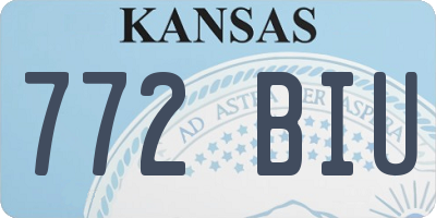 KS license plate 772BIU