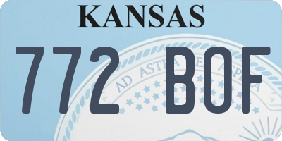 KS license plate 772BOF