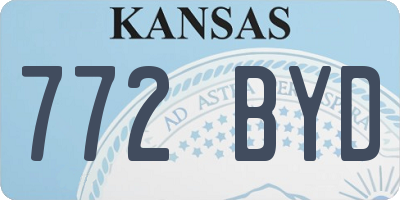 KS license plate 772BYD