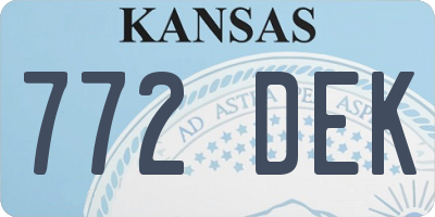 KS license plate 772DEK