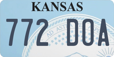 KS license plate 772DOA