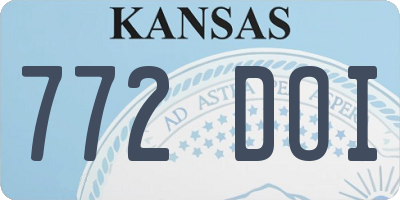 KS license plate 772DOI
