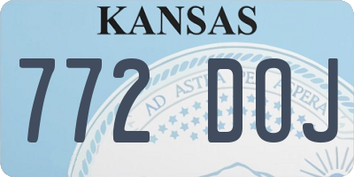 KS license plate 772DOJ