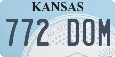 KS license plate 772DOM
