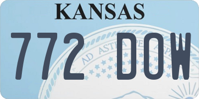 KS license plate 772DOW