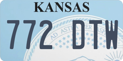KS license plate 772DTW