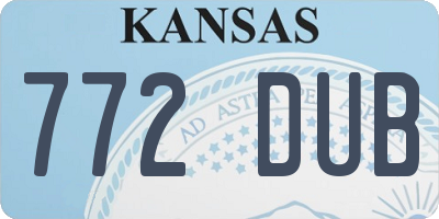 KS license plate 772DUB