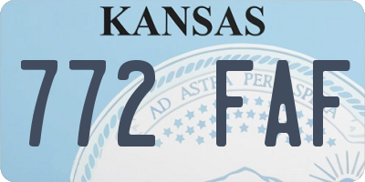 KS license plate 772FAF