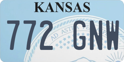 KS license plate 772GNW
