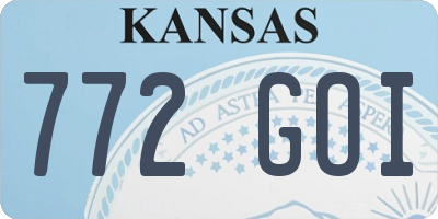 KS license plate 772GOI
