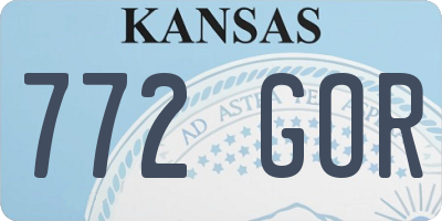 KS license plate 772GOR