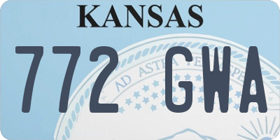 KS license plate 772GWA