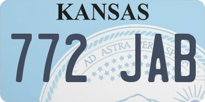KS license plate 772JAB