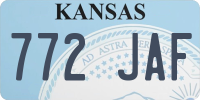 KS license plate 772JAF