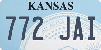 KS license plate 772JAI