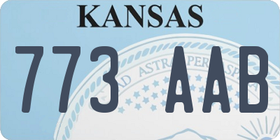 KS license plate 773AAB