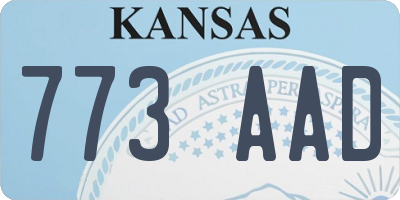 KS license plate 773AAD