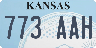 KS license plate 773AAH