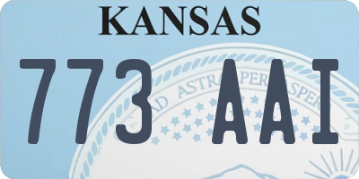 KS license plate 773AAI