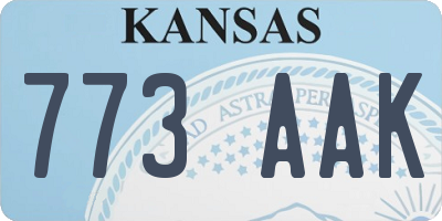 KS license plate 773AAK