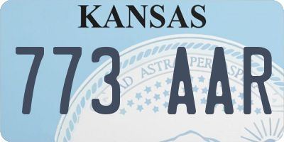 KS license plate 773AAR